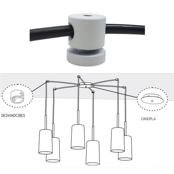 Desviador De Cabos Metal Branco Para Pendente Lustre Luminaria Menor preço em Desviador De Cabos Metal Branco Para Pendente Lustre Luminaria