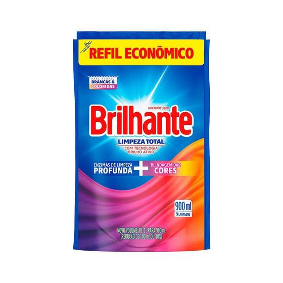 Imagem de Detergente Brilhante Líquido Refil Limpeza Total 900ml