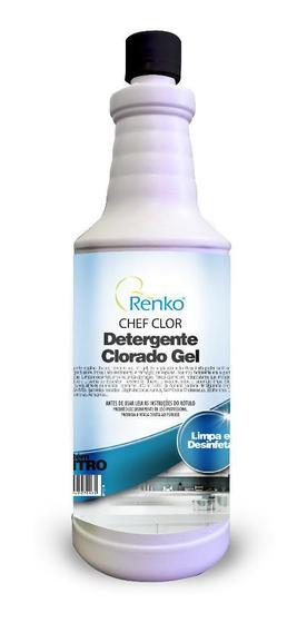 Imagem de Detergente Clorado Gel Chef Clor Renko 1L Limpa E Desinfeta