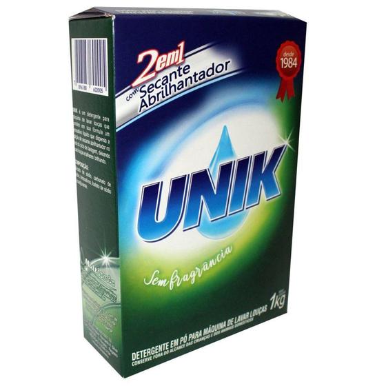Imagem de Detergente com Secante e Abrilhantador em Po para Maquina de Lavar Louca 1kg 1 UN Unik