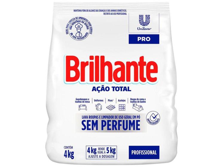 Imagem de Detergente em Pó Hipoalergênico Brilhante  - Profissional Ação Total Sem Perfume 4kg