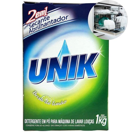 Detergente em po para lava louças 2em1 secante unik 1kg Menor preço em Detergente em po para lava louças 2em1 secante unik 1kg