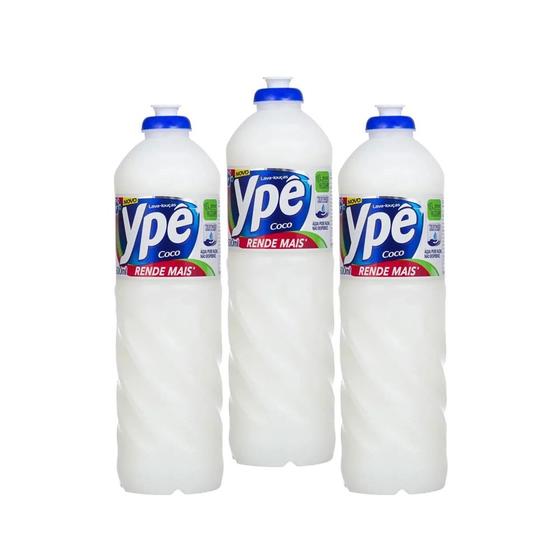 Imagem de Detergente Lava Louças Ypê Coco Toque Suave 500ML Kit 3