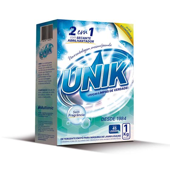 Imagem de Detergente Para Maquina de Lavar Louça Sabão em Pó Unik 1kg com Secante