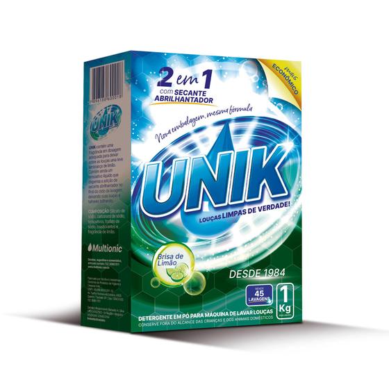 Detergente Para Maquina de Lavar Louça Unik 1kg com Secante Brisa de Limã Menor preço em Detergente Para Maquina de Lavar Louça Unik 1kg com Secante Brisa de Limã