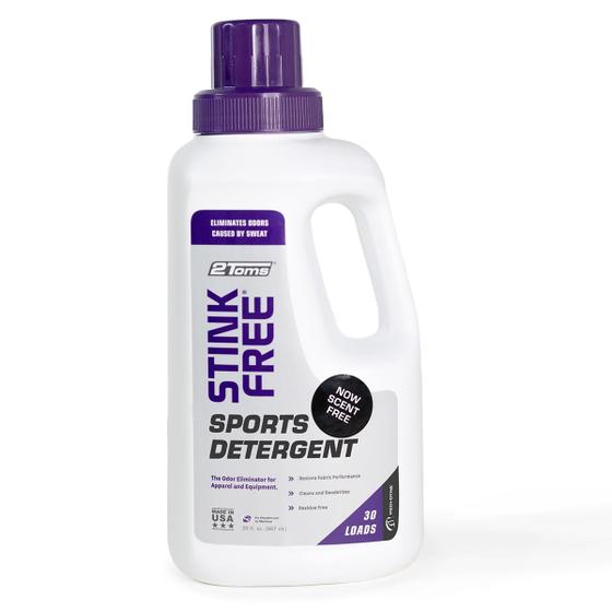 Imagem de Detergente para roupa esportivo 2Toms StinkFree, sem fragrância, eliminador de odores para roupas e equipamentos esportivos, frasco de 30 onças