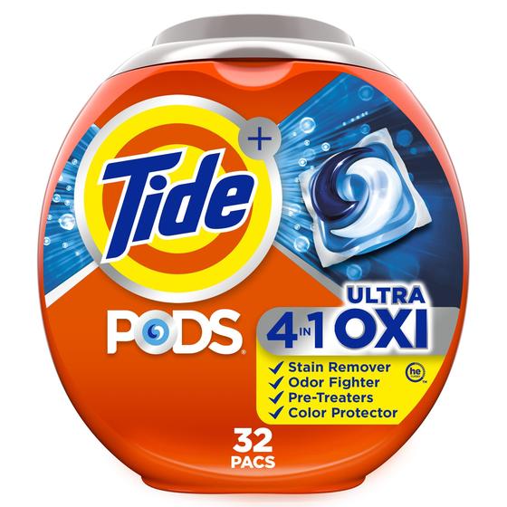 Imagem de Detergente para roupa Tide 4 em 1 Ultra Oxi PODS 32 pacotes