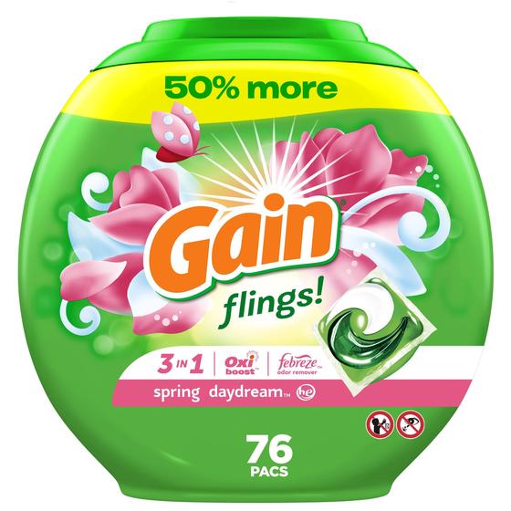 Imagem de Detergente para Roupas Gain Flings Spring Scent - Pacote com 76 Unidades