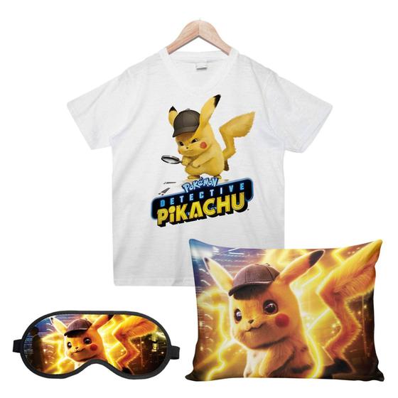 Imagem de Detetive Pikachu Camisa, Almofada e Máscara de dormir