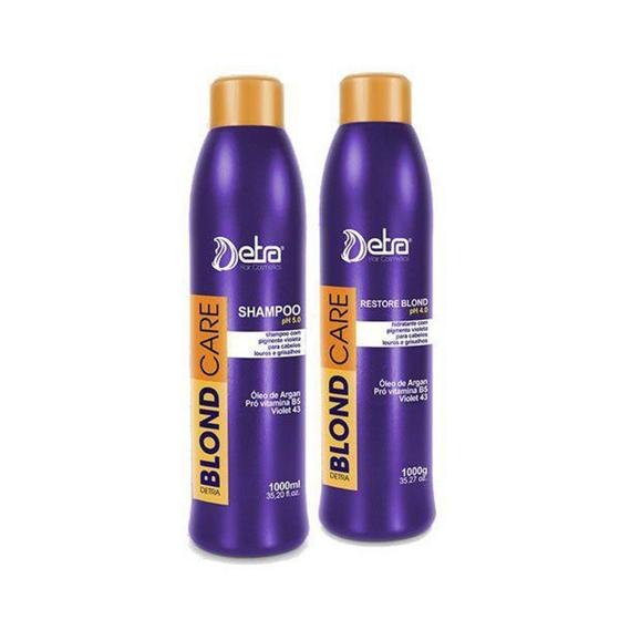 Imagem de Detra Shampoo Blond Care + Restore Blond Care - 2x1L - R