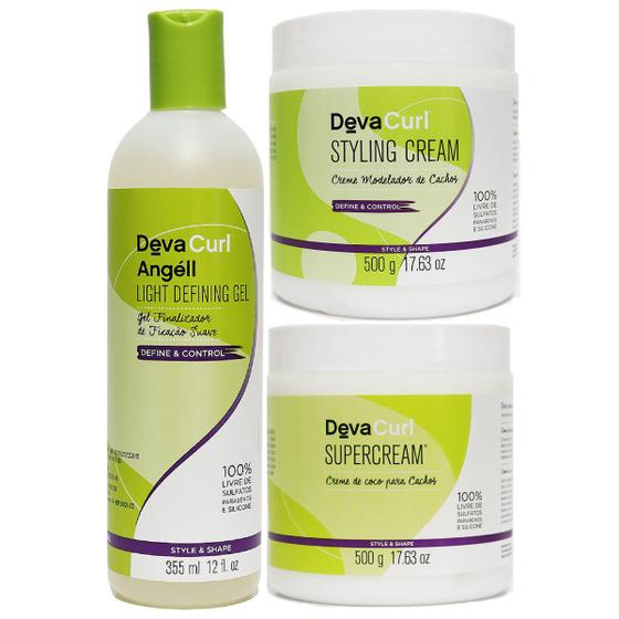 Deva Curl Angell 355ml Supercream 500g E Styling Cream 500g Kit de