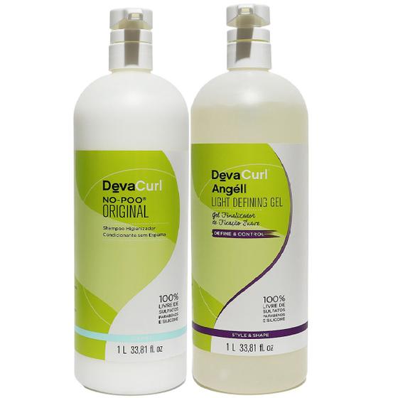 Deva Curl No Poo Original 1L + Angell 1L - Kit Shampoo e Condicionador ...