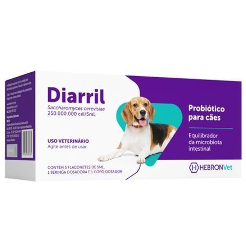 Imagem de Diarril Probiótico Para Cães C/5 Flaconetes 5Ml Hebron Vet