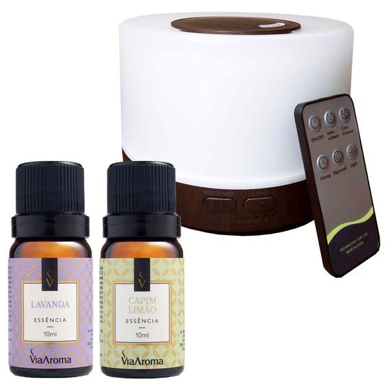 Imagem de Difusor Aromático com Temporizador e Led + 2 Essências Capim Limão e Lavanda