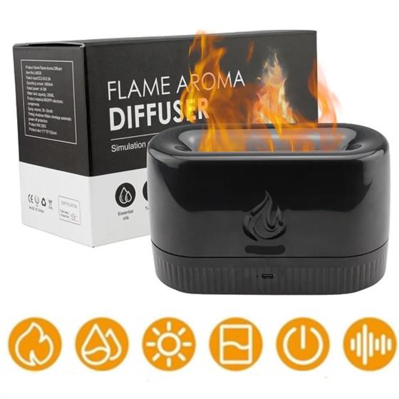 Imagem de Difusor Aromatizador Flame Umidificador Ar Óleos Essenciais compacto e funcional