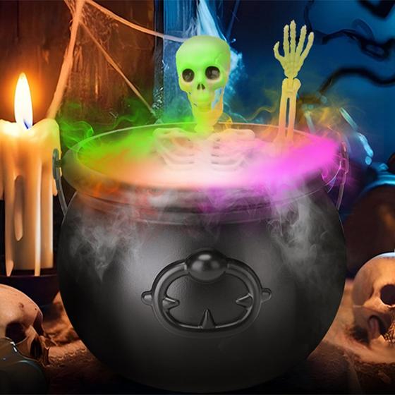 Imagem de Difusor de Aromas Nitaru - Caldeirão de Bruxa com Fumaça para Halloween