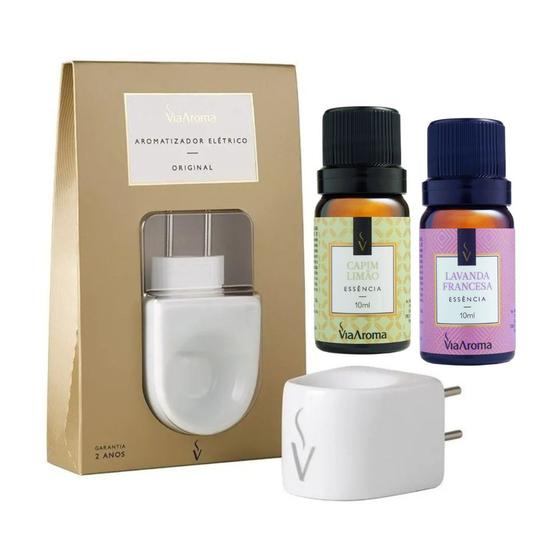 Imagem de Difusor de Aromas Porcelana Eletrico + 2 Essências Capim Limão e Lavanda Francesa