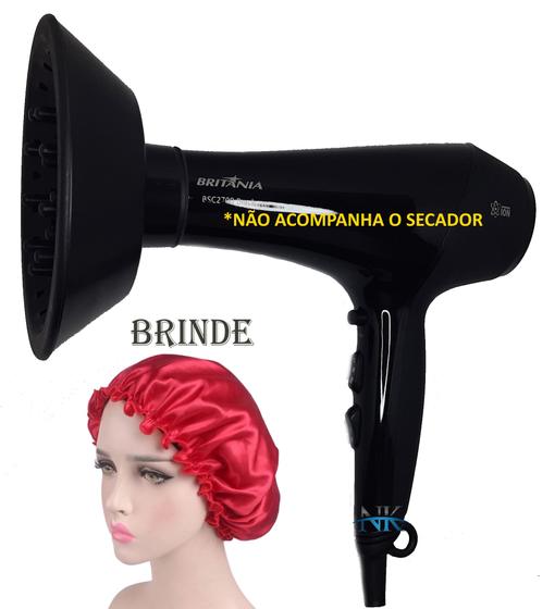 Imagem de Difusor De Cachos Para Secador Britania Bsc2700 Bico Grande Touca Cetim Anti Frizz