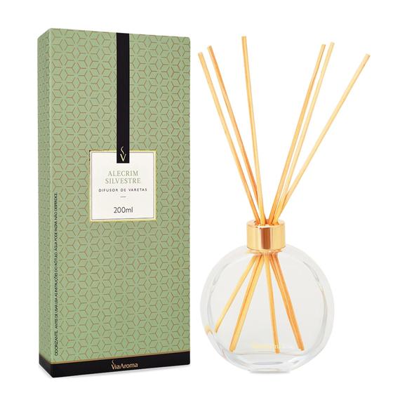Imagem de Difusor de Varetas Via Aroma - 200ml Lavanda Francesa, Maça com Canela, Bamboo, baby, Alecrim