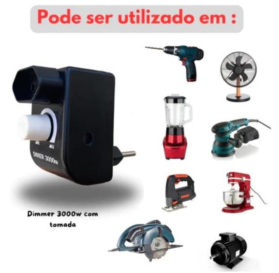 Imagem de Dimmer 3000w Controlador Bivolt Com Tomada Para Lixadeira Esmirilhadeira 110/220v