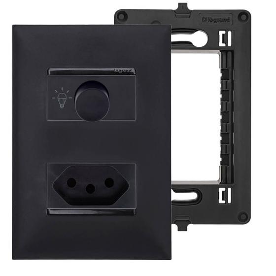 Imagem de Dimmer Com Tomada 20A Pial Plus+ Legrand Preto p/ Lâmpada Led