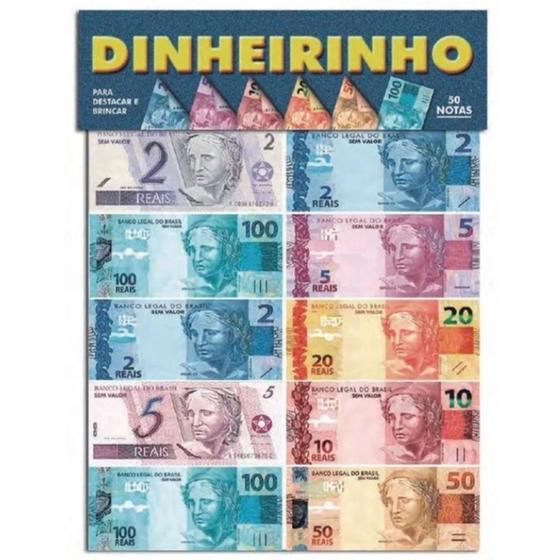 Dinheirinho de Papel Brinquedo Diversão Banco Imobiliário Dinheiro de ...