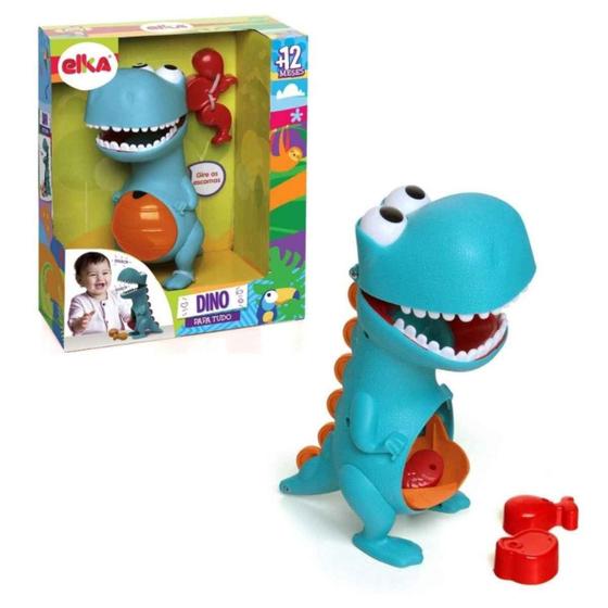 Imagem de Dino Papa Tudo Elka Boneco Brinquedo De Encaixar Para Bebês Crianças +12 Meses