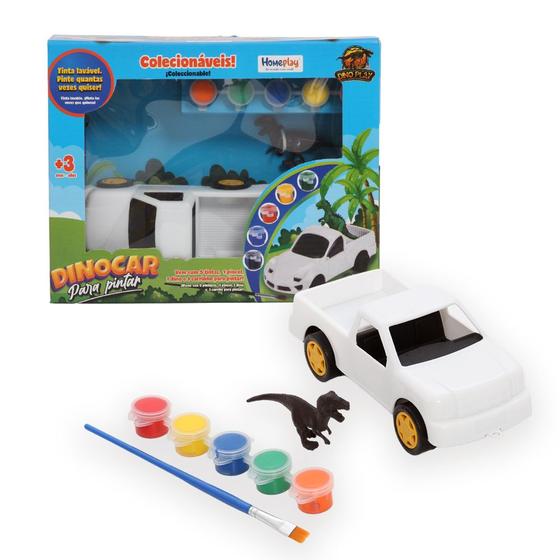 Imagem de Dinocar Carro Para Pintar Em Branco Divertido + Dinossauro