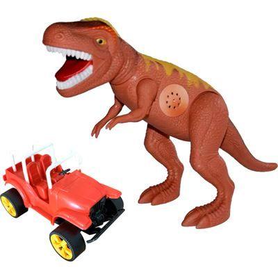 Imagem de Dinossauro Adijomar Tirano Rex Safari - Articulável com Som - Marrom/Amarelo/Vermelho