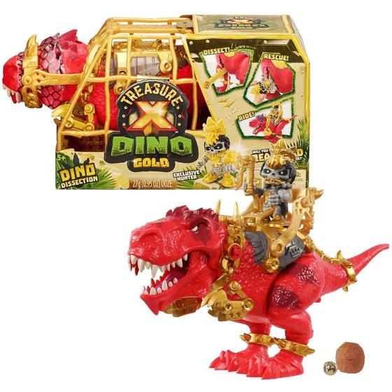 Imagem de Dinossauro Com Boneco Treasure X Dino Gold Vermelho Candide