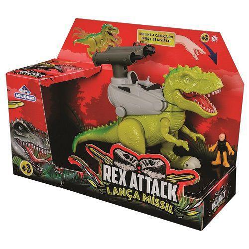 Imagem de Dinossauro com LUZ e Som REX ATTACK Lança Missil Verde Adijomar 863