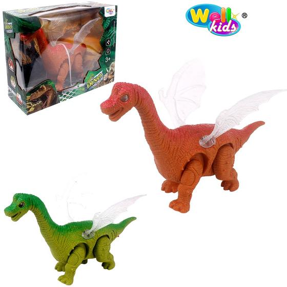 Imagem de Dinossauro dino world com asas + som e luz a pilha 28x16,5x12cm na caixa wellkids