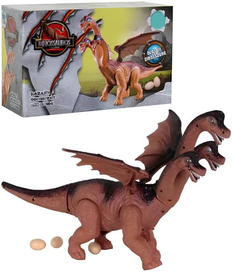 Imagem de Dinossauro Dragão Brinquedo Com 3 cabeças Com Luz LEDs e Som