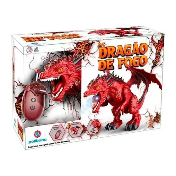 Imagem de Dinossauro dragão de fogo vermelho articulado c/ controle - Polibrinq