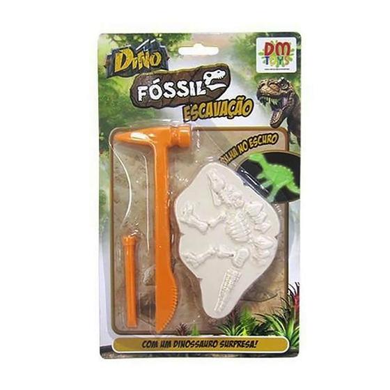 Imagem de Dinossauro Fóssil Escavação com Acessório Brilha no Escuro - DMT5753 - DM Toys