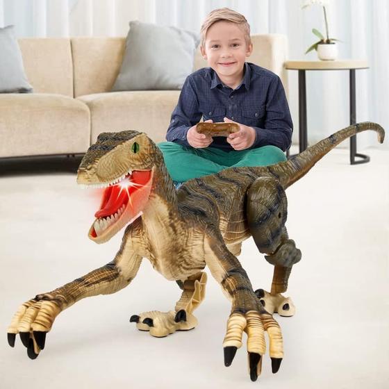 Imagem de Dinossauro RC Mini Tudou Velociraptor com Luz e Som LED