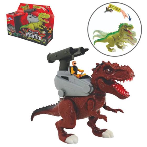 Imagem de Dinossauro Rex Attack com Lanca Missil, Som e Luz a Bateria - Ref. 0863 - Adijomar