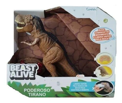 Imagem de Dinossauro T-Rex Poderoso Tirano Controle Remoto -  26cm, Fumaça, Anda, Ruge - Candide