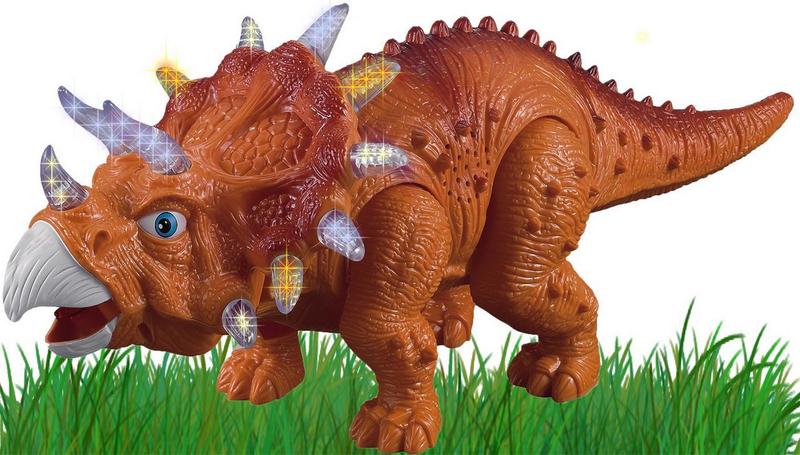 Imagem de Dinossauro Triceratops Brinquedo Infantil Menino Eletrônico Som Luz Anda +3 Anos Movimentos Plástico Resistente Zoop Toys Original
