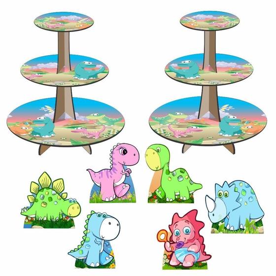 Imagem de Dinossauros Bebês Cute Kit 2 Baleiros Com 6 Displays De Mesa