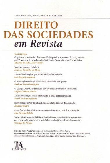 Imagem de Direito das sociedades em revista - ano 3 (outubro 2011 ) - vol. 6 - vol. 6