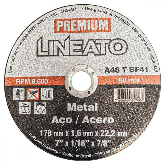 Imagem de Disco Aco Inox Itambe 7''X1/16''X7/8'' Lineato 7467- Fino 1,6Mm ./ Kit Com 10 Peças