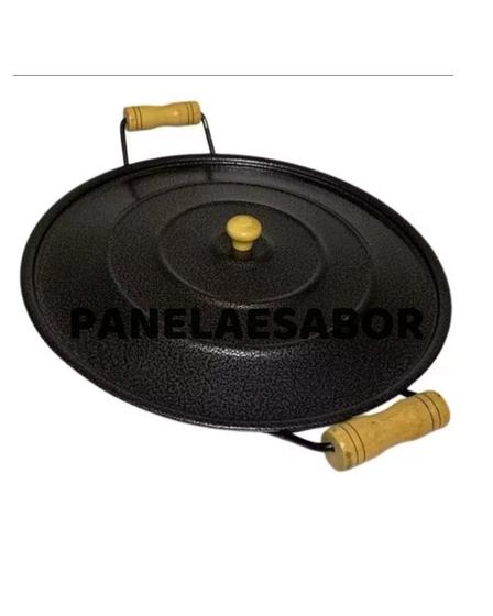 Imagem de Disco Chapa de Arado com tampa Bifeira Aço Rústico Reforçado com Alças Grande