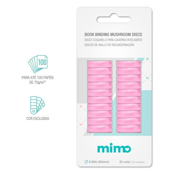 Imagem de Disco Cogumelo para Caderno Inteligente Rosa Chiclete 24mm Mimo 20 Unidades