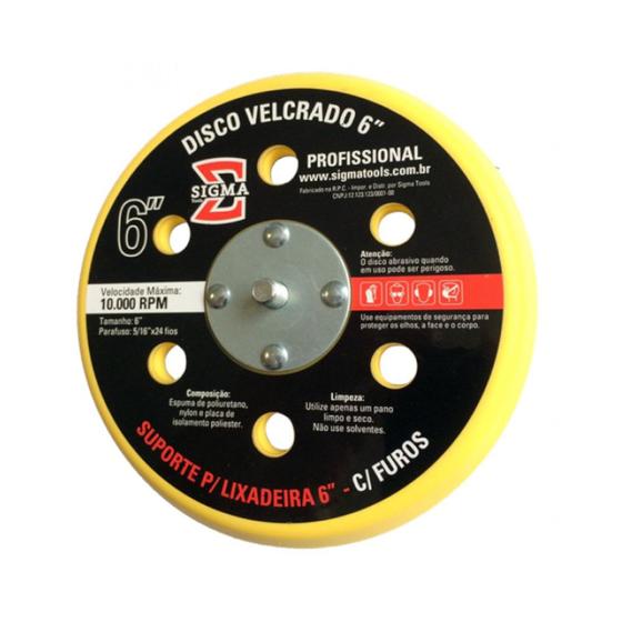 Imagem de Disco com tiras autocolantes 6" com 6 furos - Hookit - Sigma