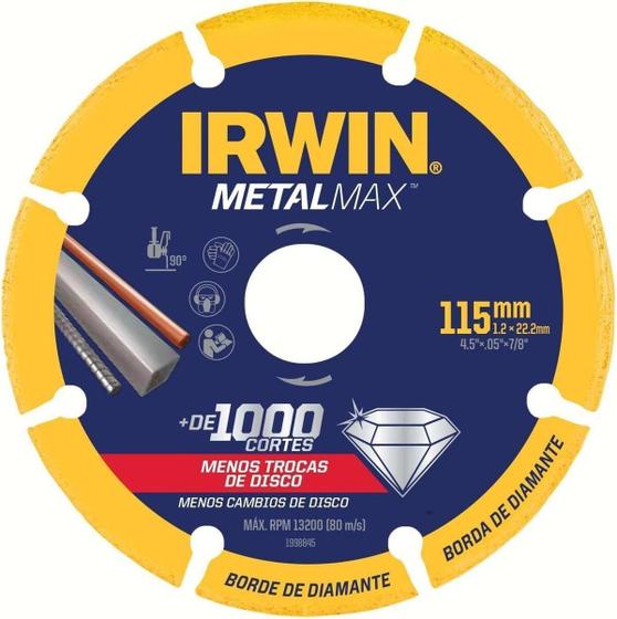 Imagem de Disco Corte Diamantado Metalmax ag 4.5"x7/8" 1998845 Irwin 