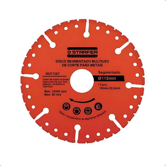 Imagem de Disco Corte Diamantado Segmentado 115mm Furo 22mm 20mm Para Piso Marmore Corte Continuo