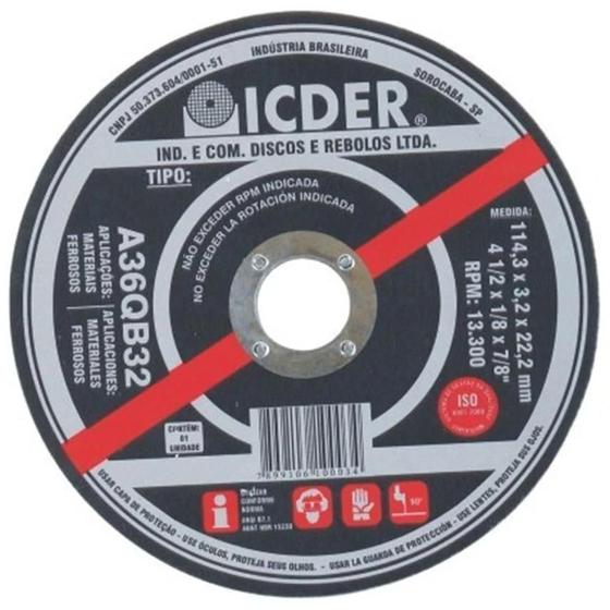 Imagem de Disco Corte Ferro 7x1/8x7/8" 2 Telas A36qb32 - Icder