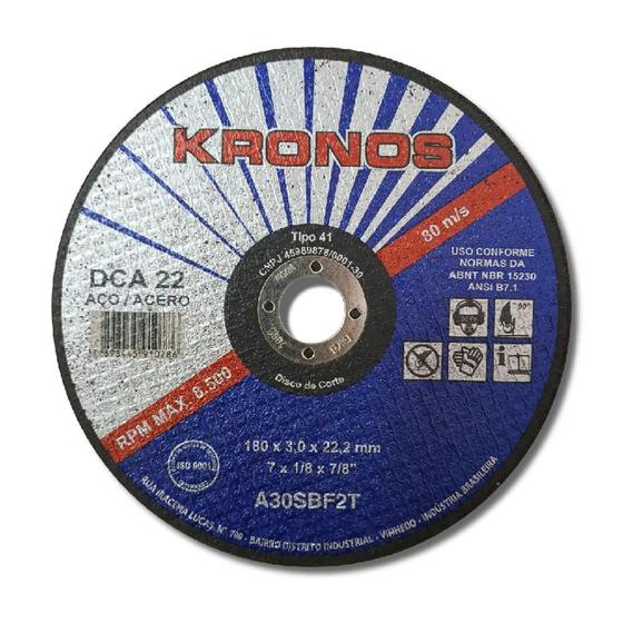 Imagem de Disco Corte Ferro Kronos DCA22 7 Pol. 180 x 3,0 x 22,2mm