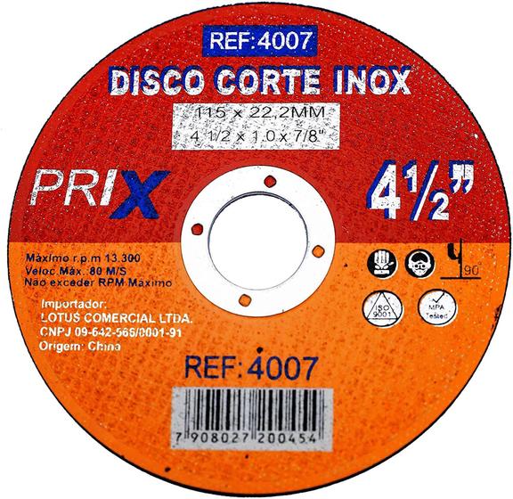 Imagem de Disco Corte Fino Inox Aço e Ferro 4.1/2 X 1,0 Esmerilhadeira